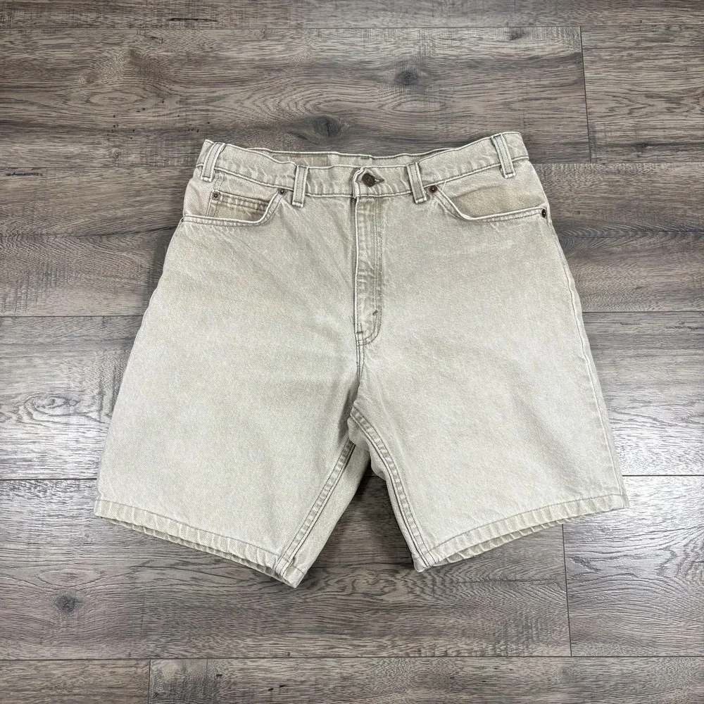 Vintage Levis 550 Shorts Mens‎ 33 Beige Denim Relaxed Fit Orange Tab USA 90s